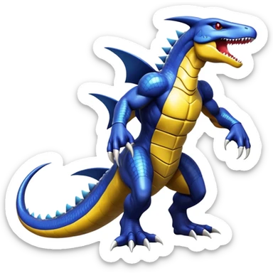 Shiny Exotic Colorful epic Garchomp-Koraidon-Fakémon-hybrid-creature (full body)  sticker