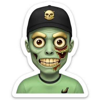 Faça um zombie com uma blusa da Nike preta com um boné preto da Nike tbm, que o zombie tenha dentes de ouro maciso sticker