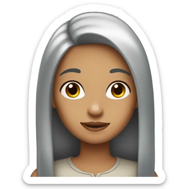 Girl with long straight gray hair parted in the middle sticker