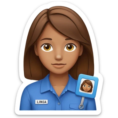 Give Linnea brown hair and a nametag that says Linnea sticker