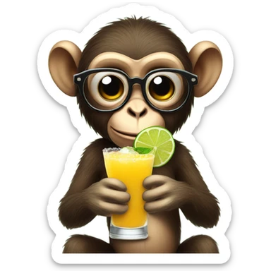 Monkey with heart glasses and a margarita sticker