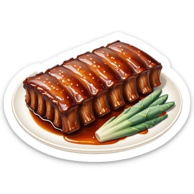 cinematic-realistic-barbeque-ribs-dish-emoji,-depicted-as-succulent,-slow-cooked-ribs-with-a-sticky-smoky-glaze-rendered-with-rich-textures-and-dynamic,-appetizing-lighting. baby back spare ribs sticker