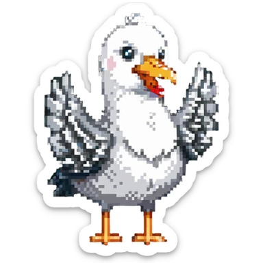 seagull giving a thumbs up and winking sticker