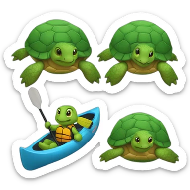 Une tortue qui fait du kayak sticker