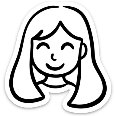 A cute girl with long hair, simple icon style sticker
