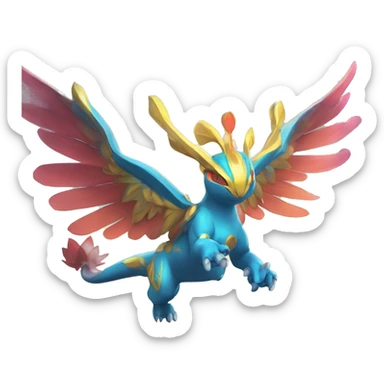 Celestial Godly Colorful Vibrant Colors Flying Advanced Fakémon-Legendary-Pokémon-Creature Full Body sticker