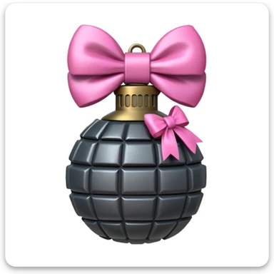 À grenade with a pinck bow sticker