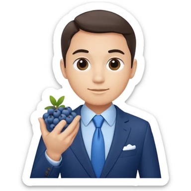blueberries with a person in a suit sticker