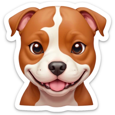 Cinematic Comical Red/Fawn Staffordshire Bull Terrier Portrait Emoji, Head tilted dramatically with an exaggeratedly amused expression, featuring a striking red/fawn Fur with bold white accents, wide, expressive dark eyes filled with playful disbelief, Simplified yet hilariously expressive features, highly detailed, glowing with a slightly sassy glow, high shine, dramatic yet playful, stylized with an air of cheeky mischief, bright and endearing, soft glowing outline, capturing the essence of a spirited and over-the-top guardian, so meme-worthy it feels like it could side-eye its way into internet fame instantly! sticker