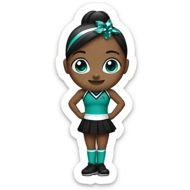 cheerleader in teal and black uniform with gems sticker