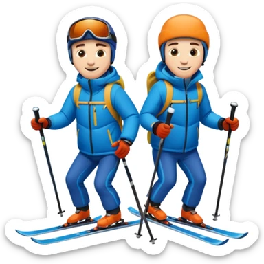 2 men skiing sticker