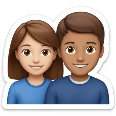 Fight girl and boy Brown hair  sticker