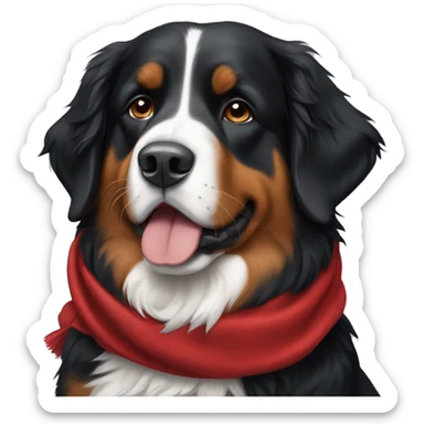 Bernese mountain dog wearing red scarf sticker