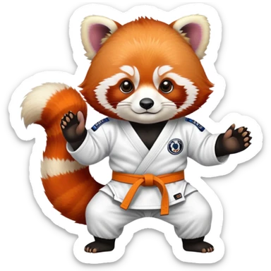 Red panda wearing a jiu jitsu gi white belt sticker