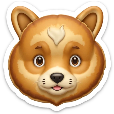 dog in the shape of pancake likr the dog emoji  sticker