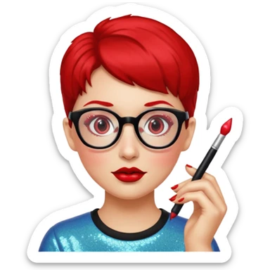 glitter red nerd sticker