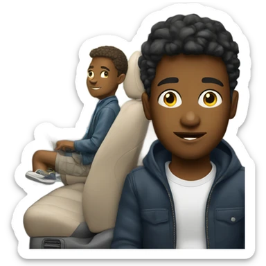 stylish boy in car interior washington dc sticker