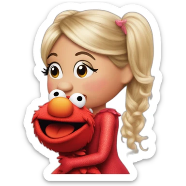 miss piggy kissing elmo sticker