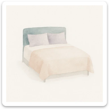 a bed, watercolor art style, gentle colors sticker