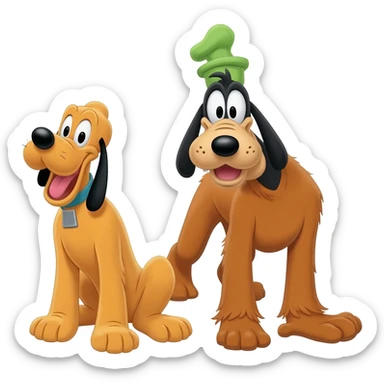Pluto Dog & Goofy Dog sticker