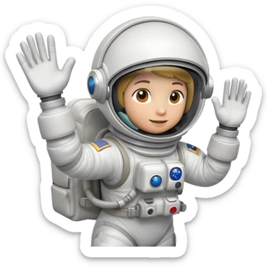 astronaut in white space suit with helmet, gloves and backpack floating in space sticker