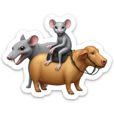 Rat on a cat on a dog on a pig on a horse on a elephant sticker