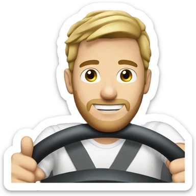 white male taking a selfie whilst driving  sticker