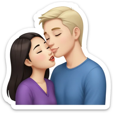 White guy kisses Asian girl sticker