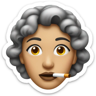 face showing how she smokes like cinematographic sticker