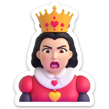 Queen of Hearts from Alice in Wonderland, angry expression, shouting sticker