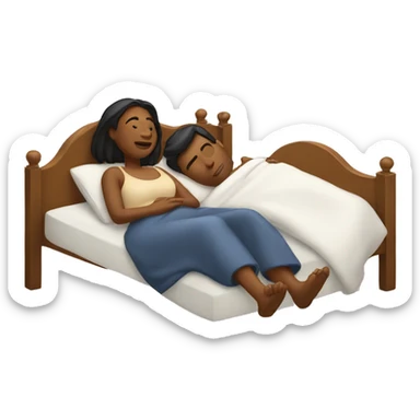 woman and man laying in bed sticker