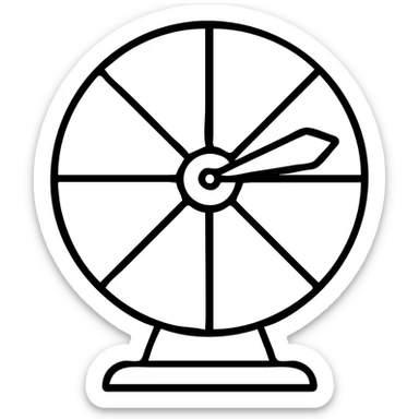 Fortune wheel with segmented sections and a spinner pointer sticker