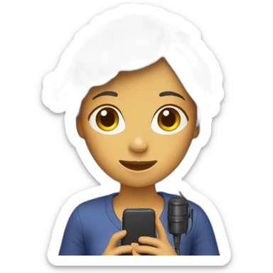 female recording video with phone sticker