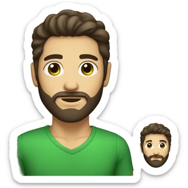 tan guy with green eyes and short, dark brown hair and long beard sticker