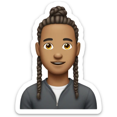 lightskin man with neck length braids sticker