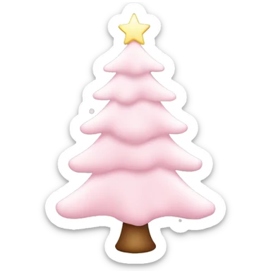 aesthetic christmas tree with snow and light pink decorations and star sticker