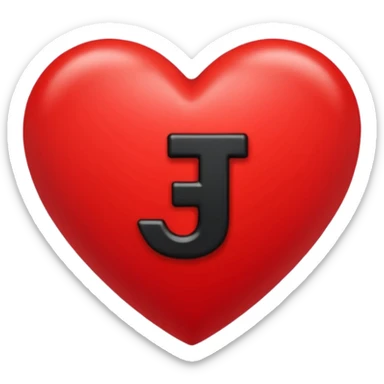Un corazón grande rojo con la letra" J" en negra y en  mayúscula y en el centro  sticker