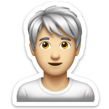 Emoji d’un homme avec des couettes les cheveux noirs la peau blanche et les yeux noirs sticker