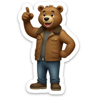 light brown bear with thumb up sticker