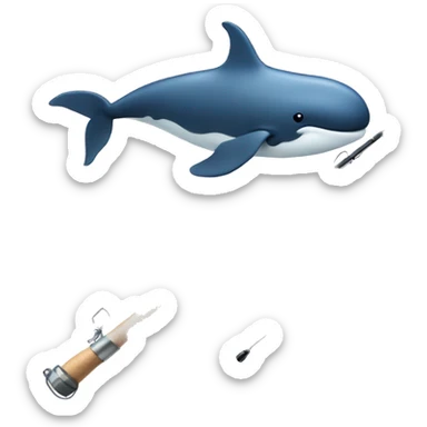 Fishing rod with a whale on the hoo sticker