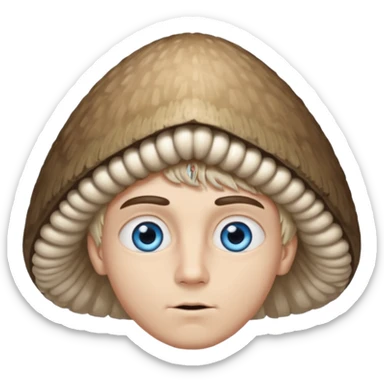 make a white American boy with blue eyes long eyelashes huge huge head in the shape of a triangle and mushroom hair a bit of a unibrow wanna be fluffy hair but is straight and tiny Bodie sticker