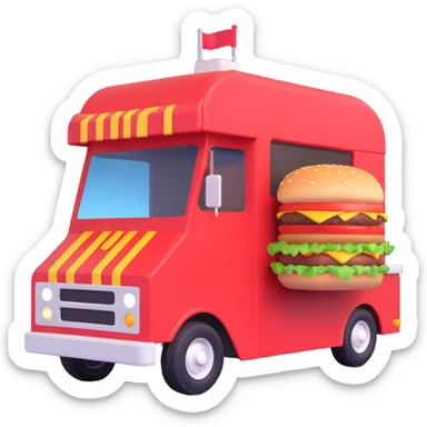 generate me a 3D hamburger food truck sticker
