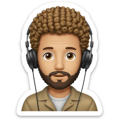 curly haired with headphones in and beard boy sticker