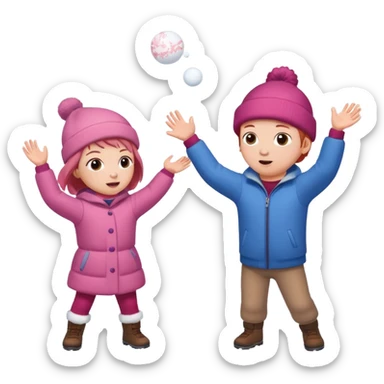 snowball fight pair sticker