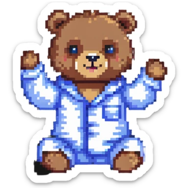 bear in pajamas sitting and waving sticker