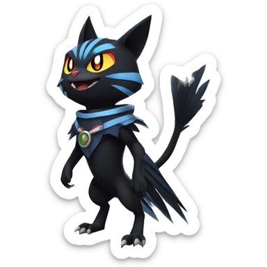 Cool Anthro Black Noibat-Quilava-Litten-Pokémon with edgy stripes Full Body sticker