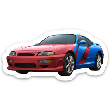 Create an image of a car in the colours of SPIDERMAN  sticker