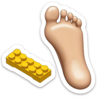 bare foot with lego sticker