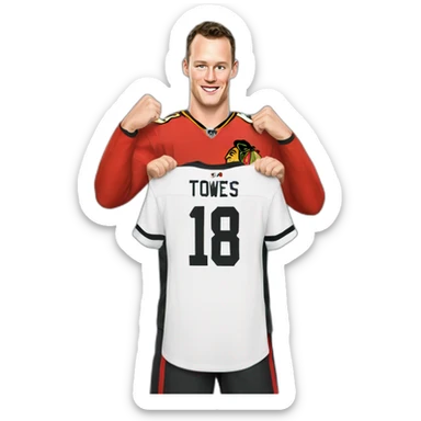 Jonathan Toews shirt off celebrating New Year sticker