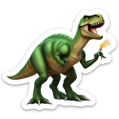 Dinosaur smoking a cigarette sticker